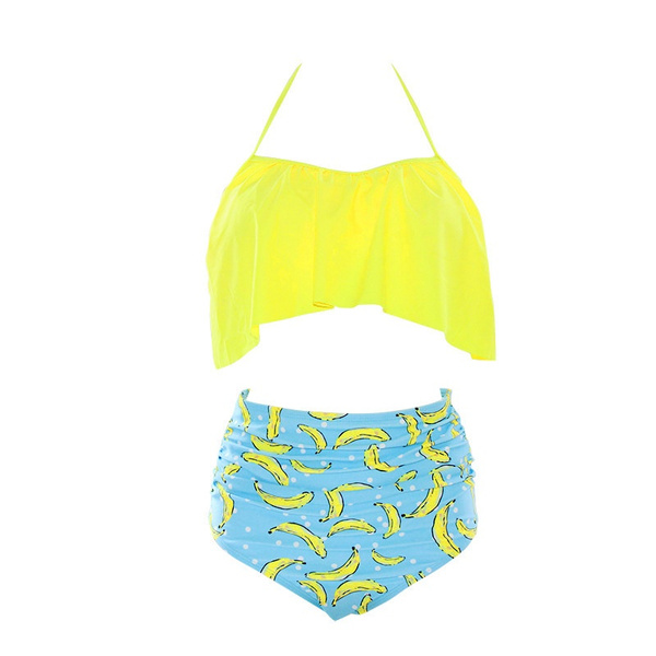 Sexy Bikinis Women Swimsuit High Waist Banana Print Bathing Suit Hot Swimwear Push Up Bikini Set 9466