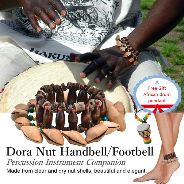 LNIMI 2PCS African Tribal Style Nuts Shell Bracelet Dora Nut Handbell Percussion Accessories