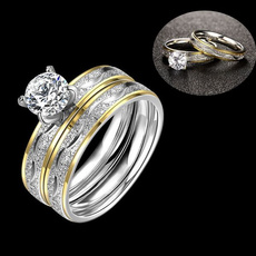 Steel, DIAMOND, wedding ring, goldringset