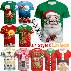 (17 Styles) Unisex Clothing New Fashion Christmas Digital Printing Teen Short Sleeve T-shirt