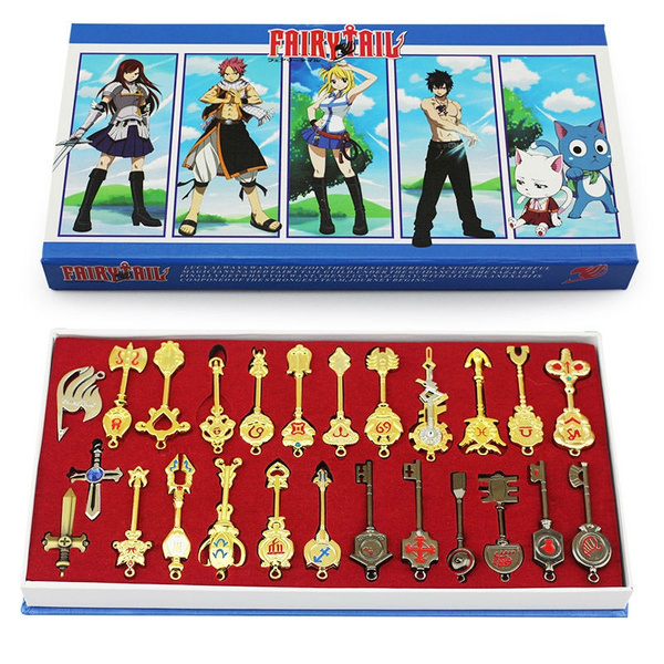 Fairy Tail Lucy 26pcs Set Cosplay Figure Key Keychain Scale Free Pink Tattoo Heartfilia Sign Of The Zodiac Gold Key Doll Wish