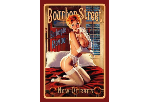 Bourbon Street New Orleans Pin Up Girl Blechschild Schild Tin Sign 20 x 30 cm 