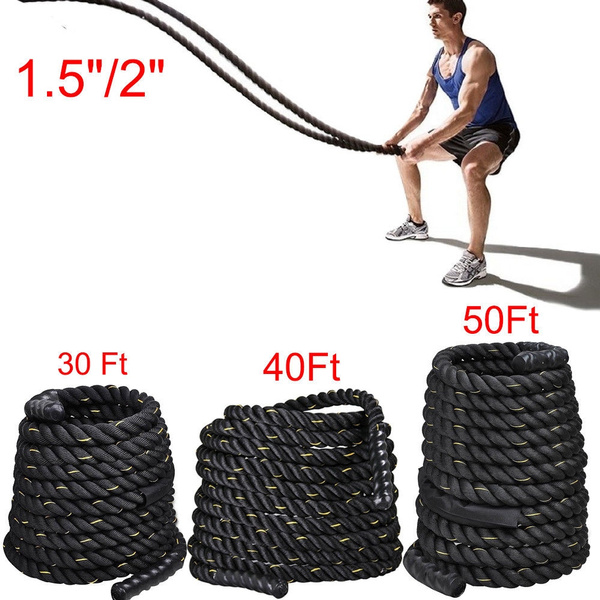 Battle Rope - Exercise Fitness Undulation Ropes - 1.5/2 30/40/50ft Length  opt