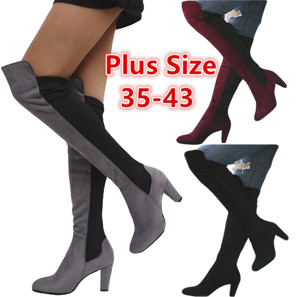 plus size stretch knee high boots