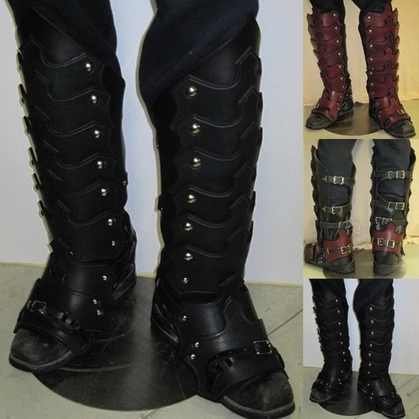 Details about   Armour Leg Guard With Shoes Larp For SCA Spartan Leather Strap HALLOWEEN COSTUME 