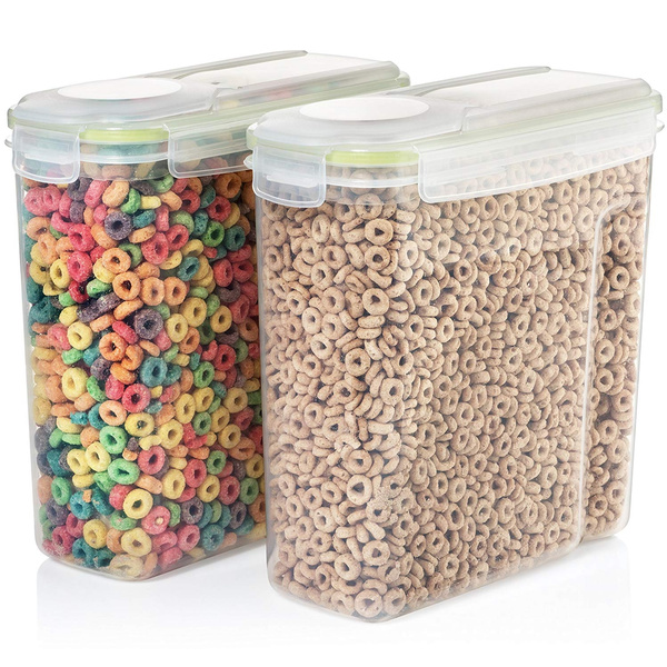Cereal Container Set - Large Plastic Food and Snack Kitchen
