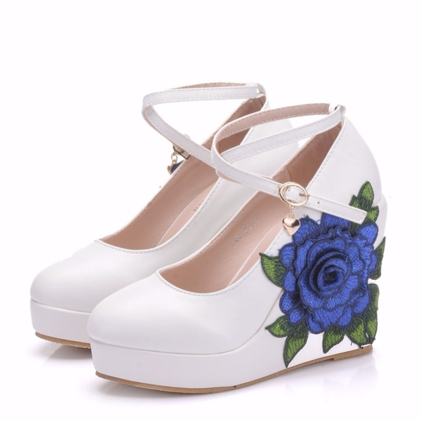 Blue wedge heels outlet wedding