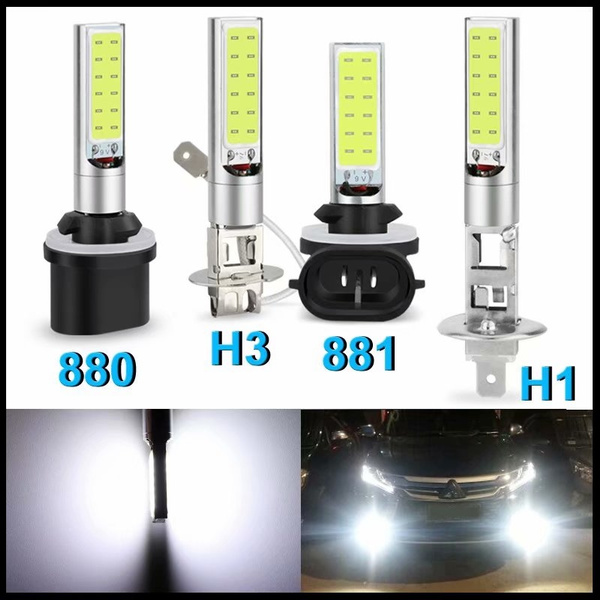 1Pc H1 H3 H27 880 881 COB LED Bulb 10W Car Fog Light Super Bright 6000K  White