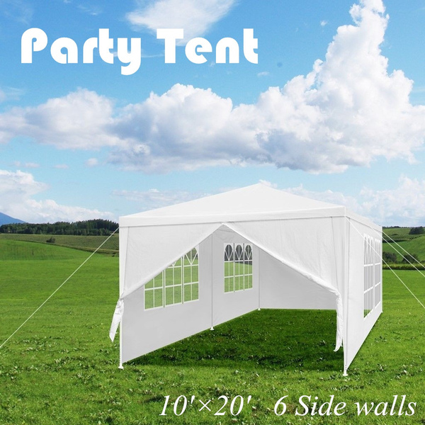 10x20ft Heavy Duty White Party Tent Canopy With 6 Removable Walls & Waterproof Cover