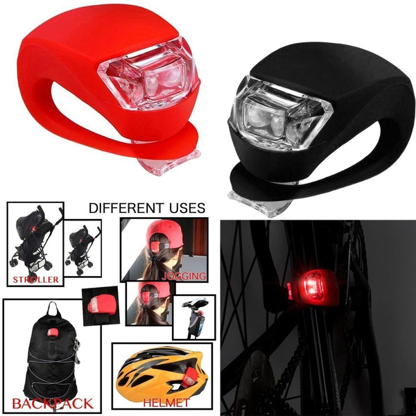 2 LED Silicone Mountain Bike Bicycle Front Rear Lights Set Push Cycle Clip Light