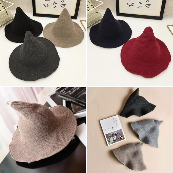 Stylish Fashion Korean Knitted Pointy Witch Bucket Hat Soft Warm Breathable  Women Winter Cap