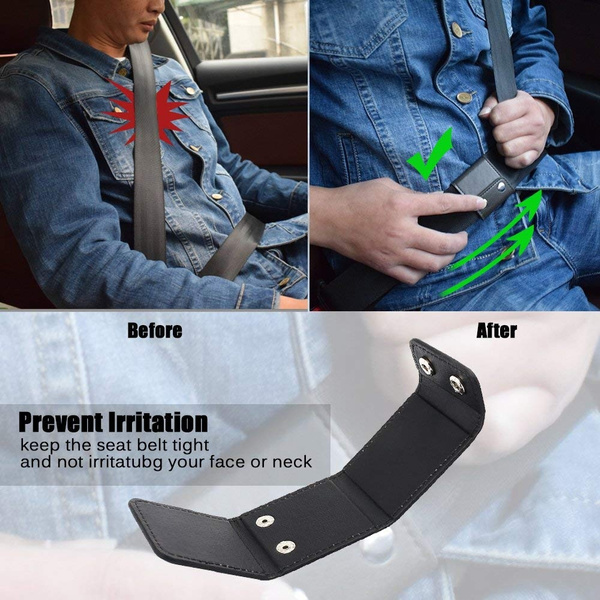 2pcs Seatbelt Adjuster Comfort Car Shoulder Neck Strap Positioner Clips Protects from Cutting Your Neck or Rubbing Your Chest Black 