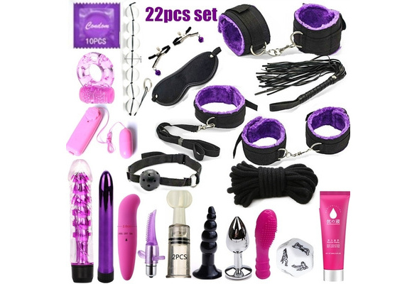 2018 adult Sex Toys For Couples BDSM Bondage Sex Kit Leather Handcuffs  Fetish Adult Restraints Bondage Vibrator Sex Toys for Women Men