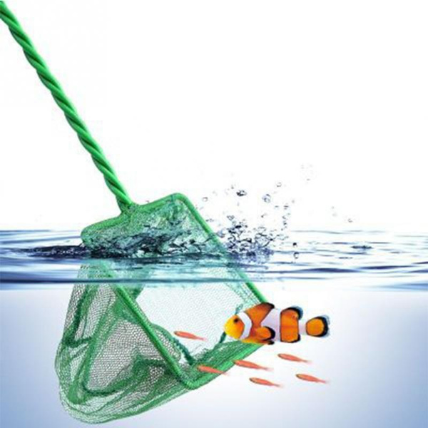 Green Portable Long Handle Square Aquarium Fish Tank Fishing Net Landing Net  for Fish Floating Objects Cleaning Tools