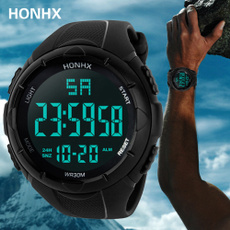HONHX Men's Electronic Watch Negative Black Face Black Screen Large Screen Sports Watch