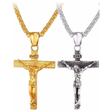 goldplated, mens necklaces, jesus, Jewelry