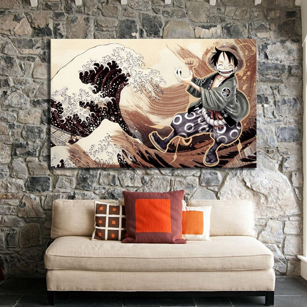 Ukiyo-e Famous Wave Artwork One Piece Luffy Wano country Drawing Painting  Art HD Wall Pictures for Home Decor--Unframed | Wish