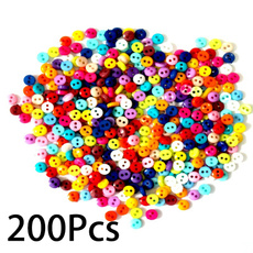 200Pcs/Bag 6mm Round Mixed Colours 2 Hole Sew Craft Plastic DIY Buttons , for Sewing, Crafts, Jewellery Making, Knitting