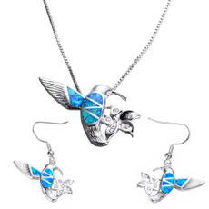 cute, bluefireopal, women necklace, silver plated