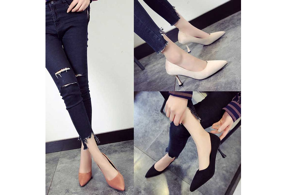 Little Fresh High Heels Teenage Girl 18 New Women Fall Hundred And Hundreds Of Sharp Heads Fine Black Shallow Mouthed Single Shoes Women Wish