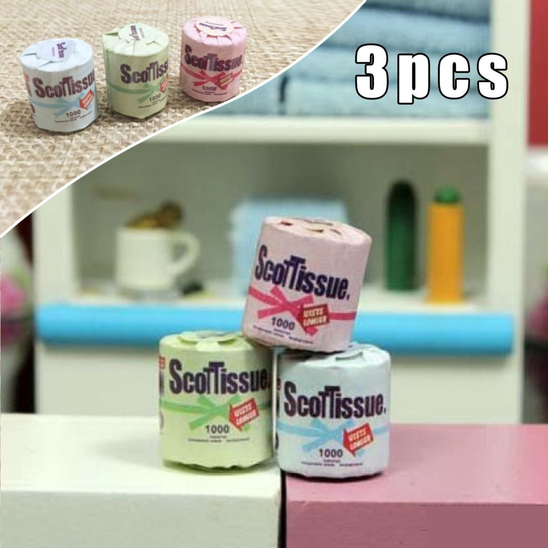 3Pcs Roll of Tissue Paper For 1//12 Dollhouse Bathroom Miniature Accessories US