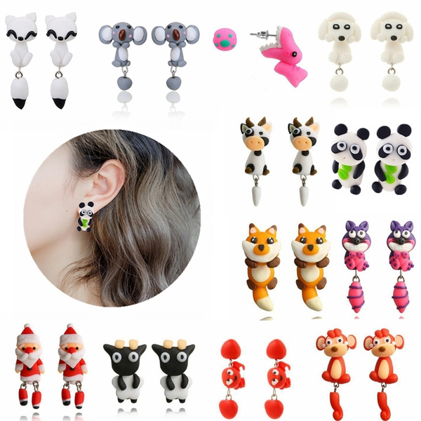 Womens Cute Pig Stud Earring Polymer Clay Cartoon Handmade 3D Animal  Earrings | eBay