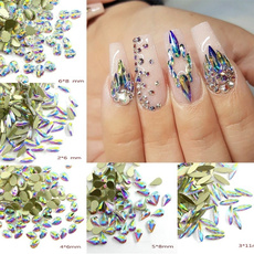 20pcs 3D Flatback Drop Horse Eye Nail Art Beads Colorful Glitter Rhinestones Flat Shaped Acrylic Beads