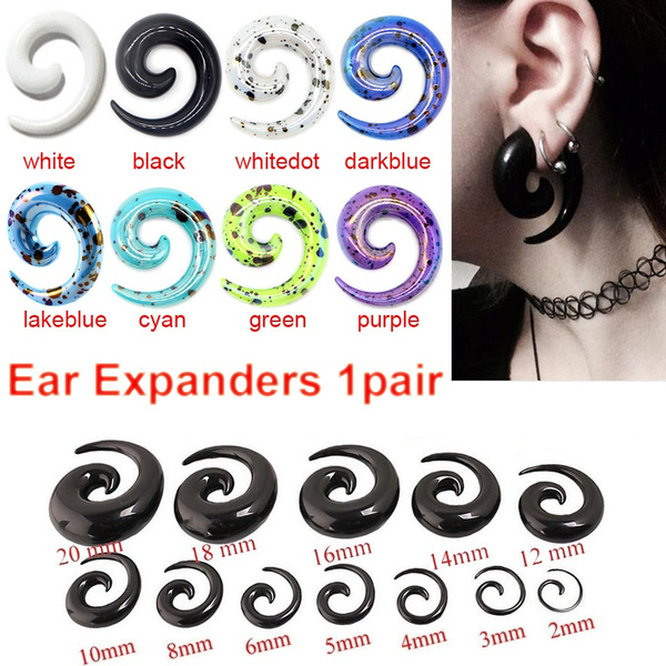 BIG GAUGES Pair of Green Acrylic Taper Solid Spiral Coil O-Rings Piercing Jewelry Ear Plug Stretching Expander Earring