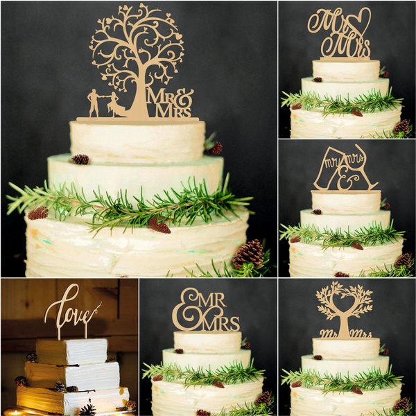 Gold Glitter 'Mr & Mrs' Cake Topper