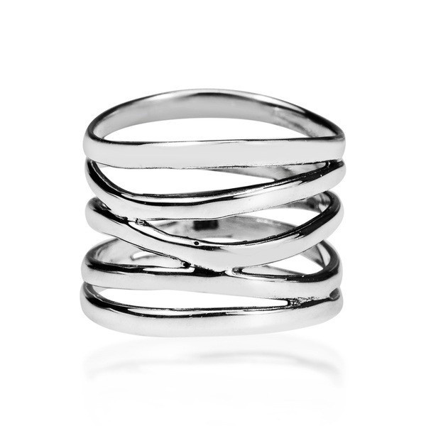 Punk Wide Five Band Coil Wrap 925 Silver Ring Wedding Engagement Jewelry Gifts