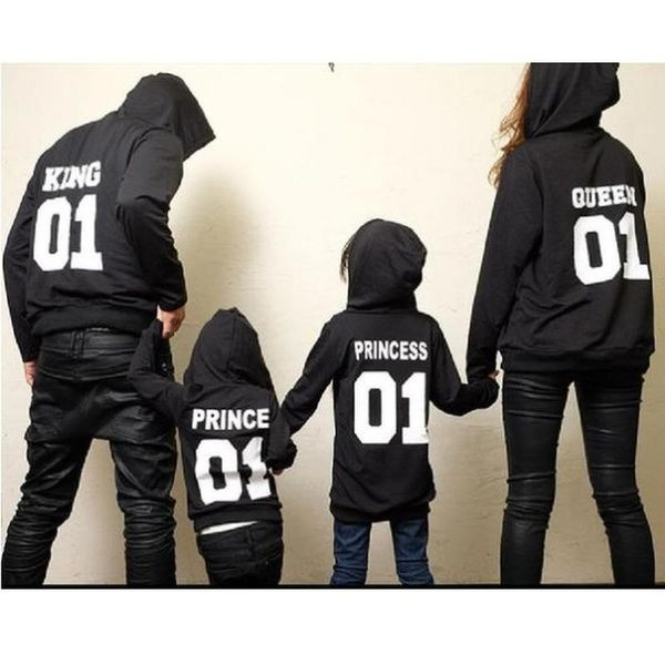 Familie matchende tøj King Queen Princess hættetrøjer Forældre-barn sweatshirt | Wish