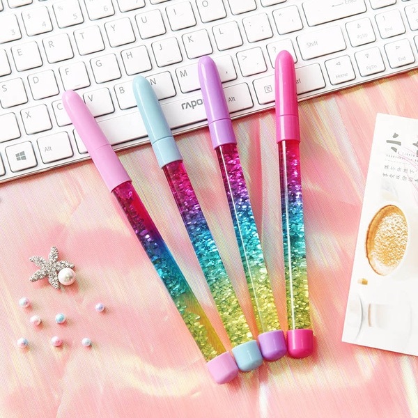 Cute 0.5mm Fairy Stick Ballpoint Pen Drift Sand Glitter Crystal Pen ...