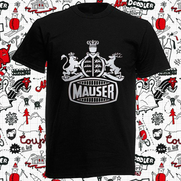 MAUSER Vintage Logo Black T-Shirts Grey Men's Tee Size S to 3XL