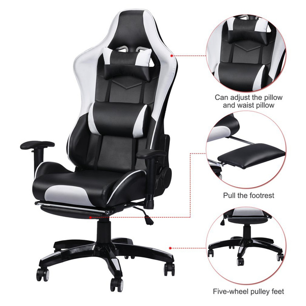 Racing Gaming Office Chair Computer Desk Adjustable Height Backrest