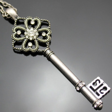 Keys, steampunknecklace, cutoutnecklace, Cross necklace