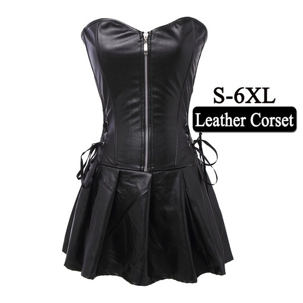 Black leather hotsell corset skirt