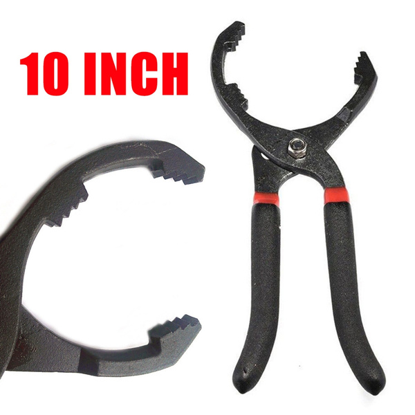 Black 10 Inch Adjustable Car Oil Filter Plier Wrench Hand Removal Tool