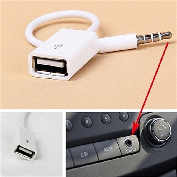 3.5mm Male AUX Audio Plug Jack To USB 2.0 Female Converter Car Mp3 Adapter Cable 