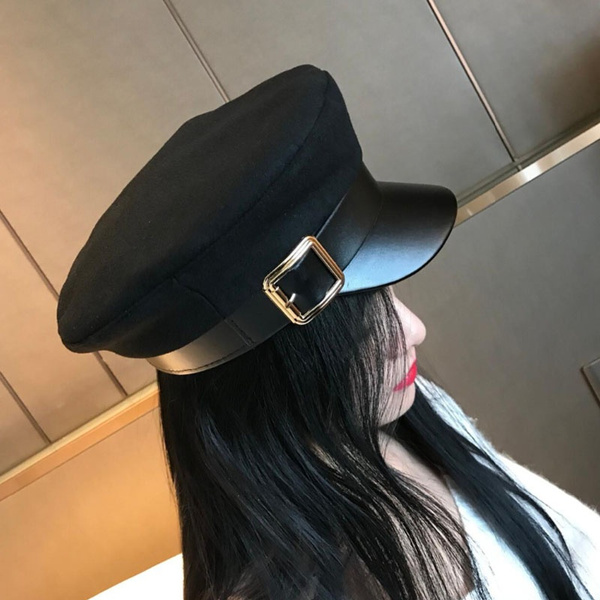 Women Autumn Winter Visor Military Hat 