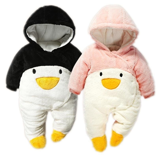 Amiley Toddler Newborn Baby Boys Girls Animal Cartoon Kawaii penguin Hoodie Rompers Outfits Clothes 