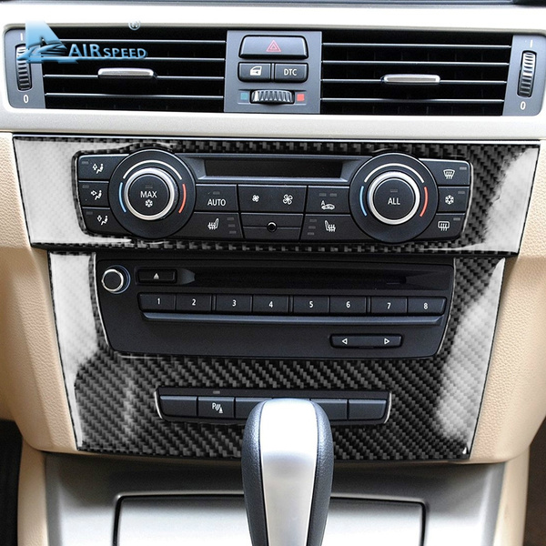 Car Carbon Fiber Air Conditionin CD Panel Cover Trim For BMW 3series E90 E92 E93 