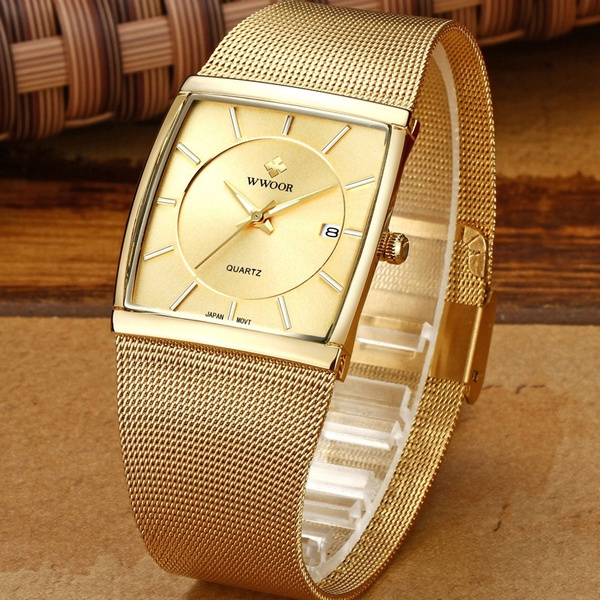 mens gold mesh watch