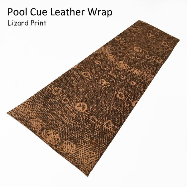 1 Piece Pool Cue Brownish Lizard Print Embossed Cowhide Leather Wrap One