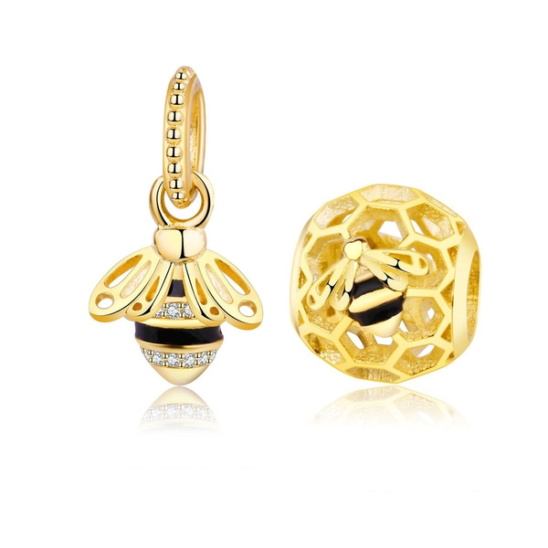 2018 Spring 925 Silver Bead Gold Bee Charm Fit Original Pandora Charm  Bracelet Bangle DIY Jewelry Berloque | Wish