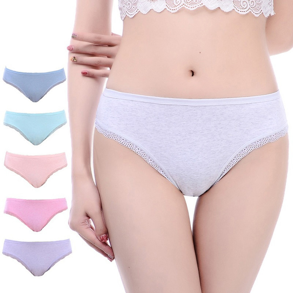 Women Cotton Briefs US Size Underwear Female Candy Color Panties
