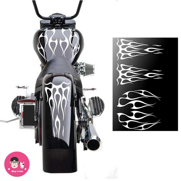 Universal Motorcycle Flame Set Gas Tank & Fender Decals Stickers | Wish