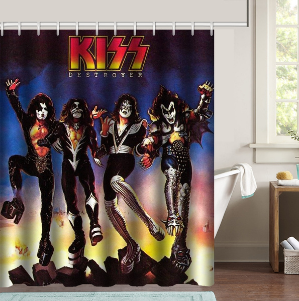 Home Decor New Bathroom Waterproof Fabric Kiss Band Shower Curtain 60 x 72 Inch 