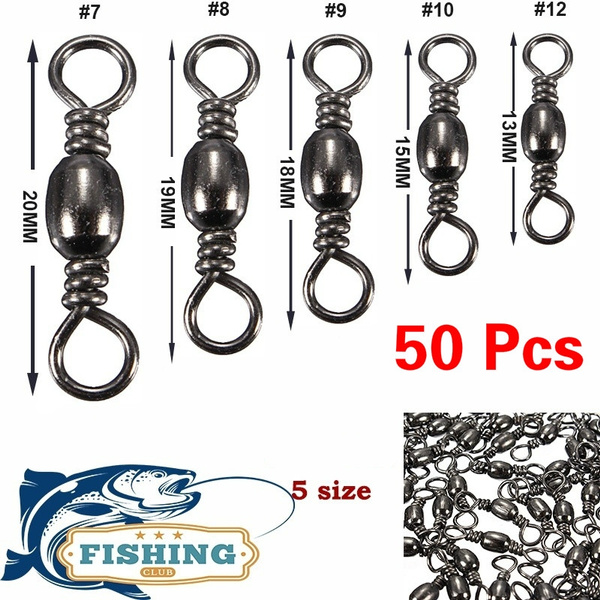 50pcs 5 Sizes Brass Rolling Swivel Fast-lock Snap Ball Bearing Rolling  Swivel Nice Snap Fishing Connector Snap Swivel Fishing Tackle Solid Rings