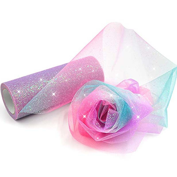 Rainbow Glitter Tulle Roll for Table Runner Chair Sash Bow Sewing DIY Craft Pre 