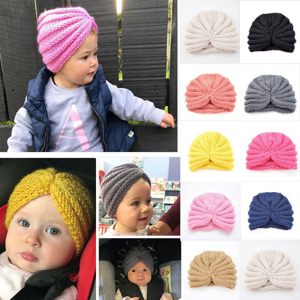 Fashion Newborn Toddler Kids Baby Boy Girl Turban Cotton Beanie Hat Winter Cap